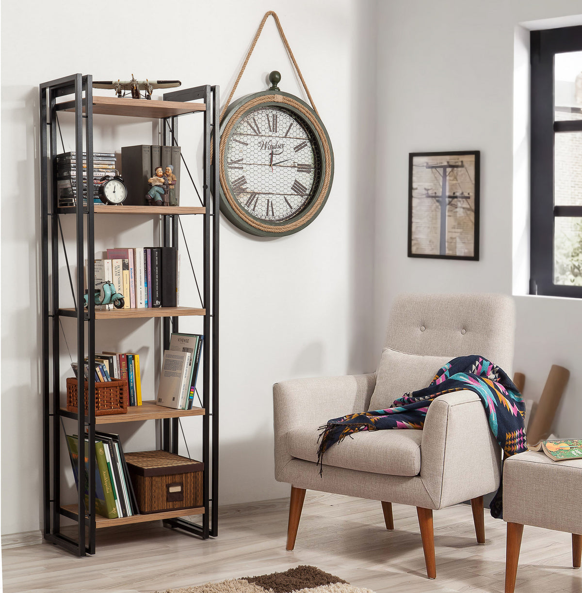 Βιβλιοθήκη 60 × 35 × 180 εκ. Atlantic Pine Μαύρο GR863SPH3603