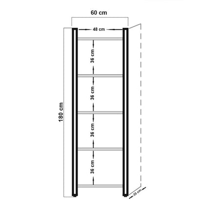 Βιβλιοθήκη 60 × 35 × 180 εκ. Atlantic Pine Μαύρο GR863SPH3603