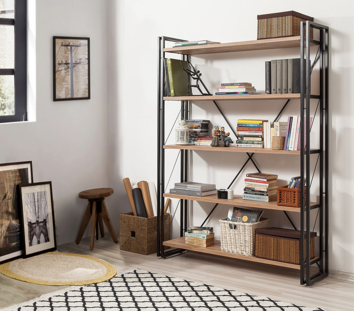 Βιβλιοθήκη 130 × 35 × 180 εκ. Atlantic Pine Μαύρο GR863SPH3604
