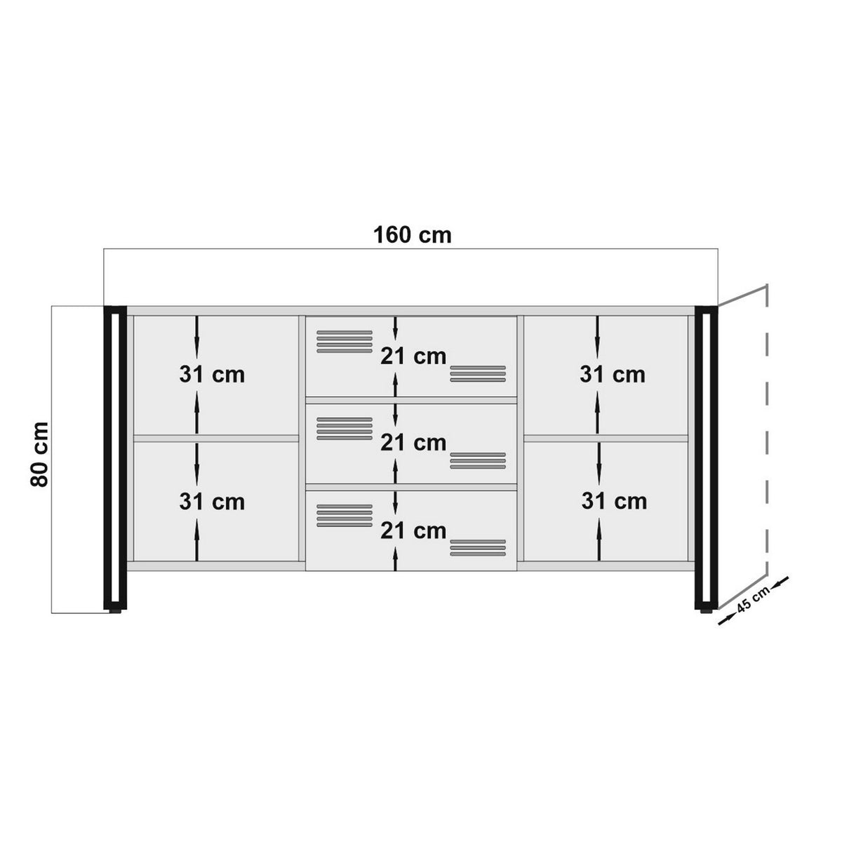 Μπουφές Atlantic Πεύκο
Μαύρο 160x45x80cm | 863SPH3907