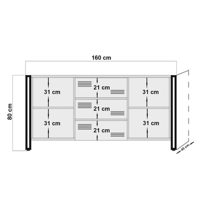 Μπουφές Atlantic Πεύκο
Μαύρο 160x45x80cm | 863SPH3907