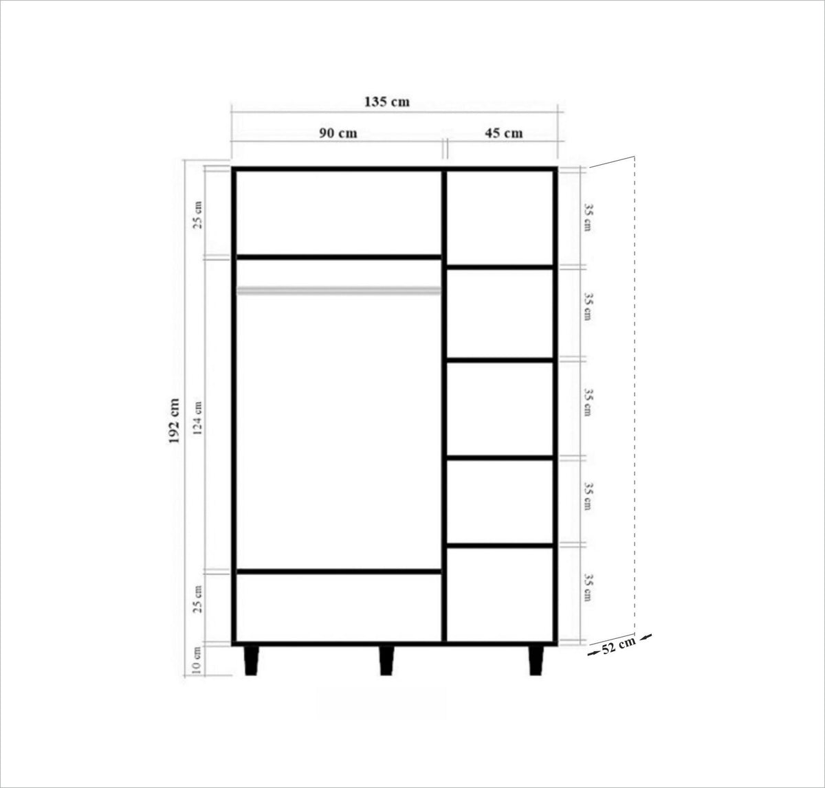 Ντουλάπα 135x192x52 εκ Sonoma Oak 863SPH4213