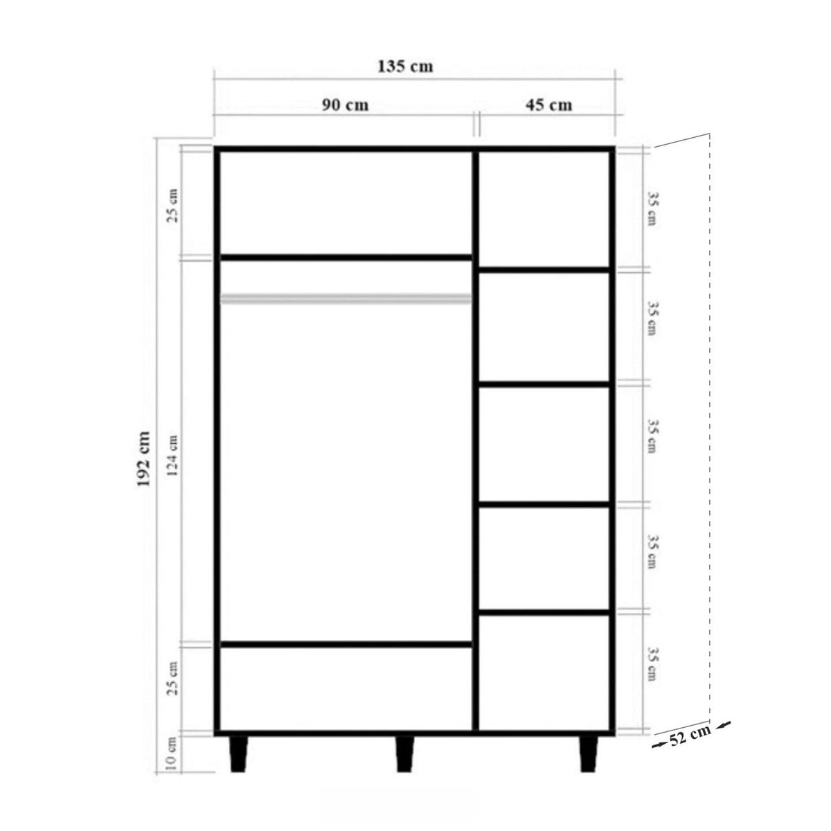 Ντουλάπα 135x192x52 εκ Sonoma Oak 863SPH4215