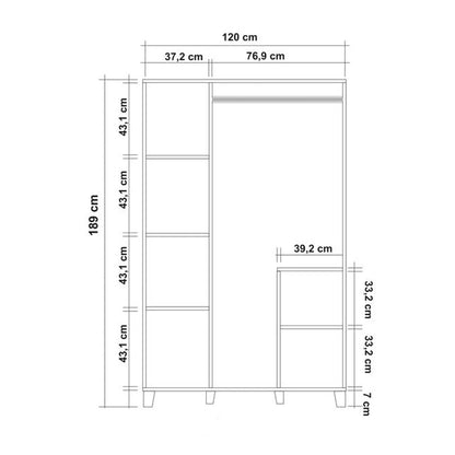 Ντουλάπα 120x189x48 εκ Atlantic Pine White 863SPH4238