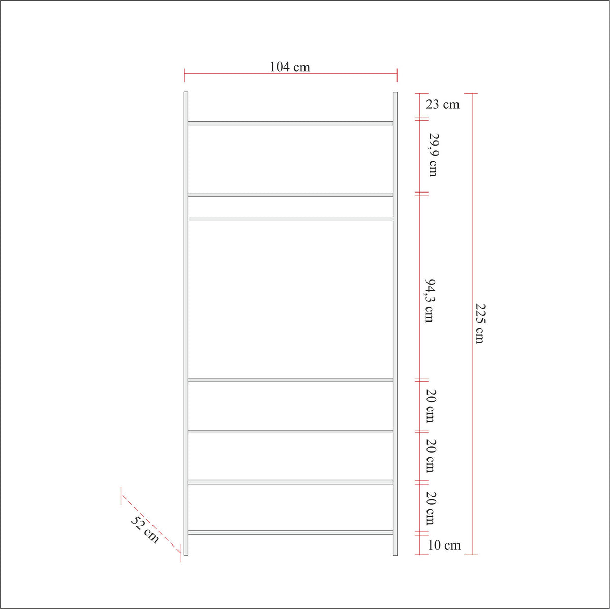 Ντουλάπα 104x225x52 εκ Πεύκο Atlantic 863SPH5414
