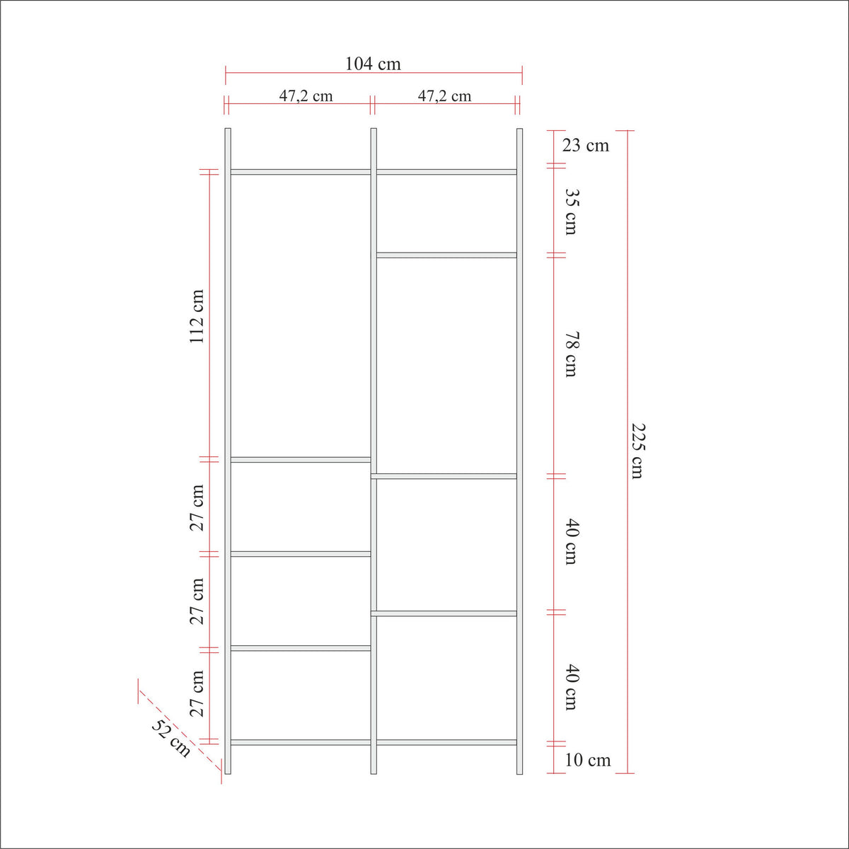 Ντουλάπα 104x225x52 εκ Πεύκο Atlantic 863SPH5450