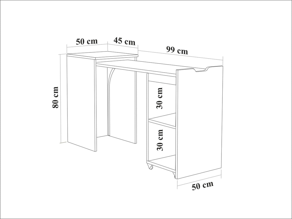 Γραφείο Υπολογιστή και Μελέτης 97x75x47 εκ. Δρυς Κρεμ | 869VEL6610