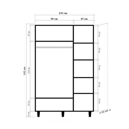Ντουλάπα 135x192x52 εκ Sonomo 869VEL8660