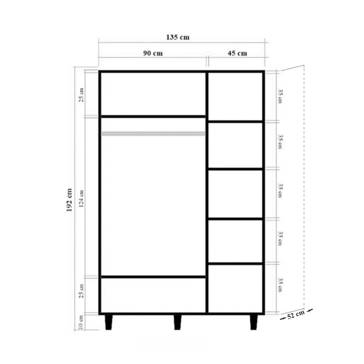Ντουλάπα 135x192x52 εκ Sonomo 869VEL8662