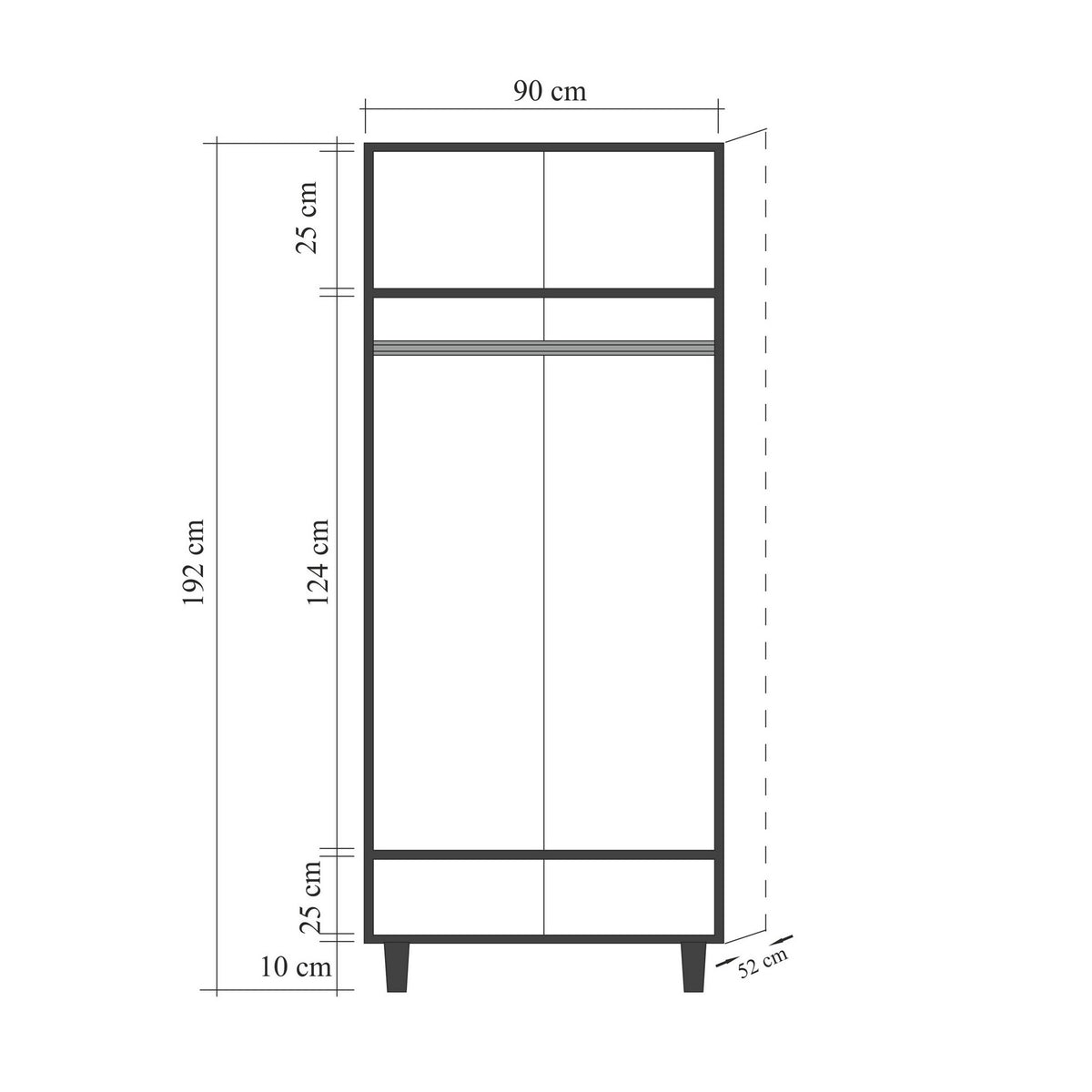 Ντουλάπα 90x192x52 εκ Sonomo 869VEL8680