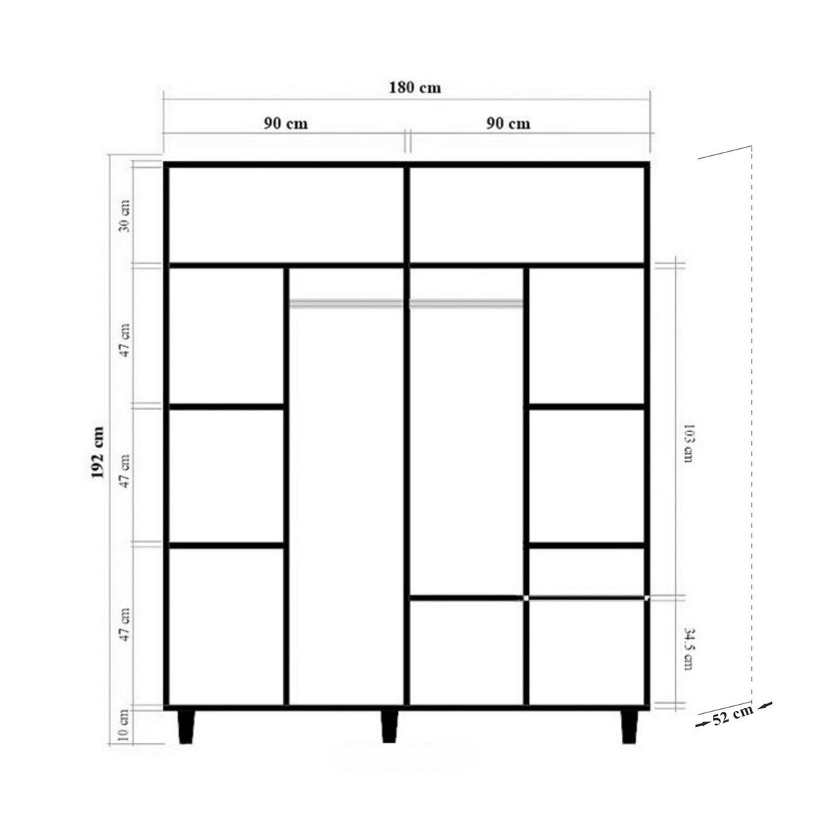 Ντουλάπα 180x192x52 εκ Sonomo 869VEL8690