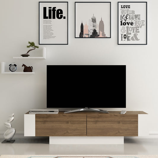Έπιπλο Τηλεόρασης TV Βάση Σύνθεση Καρυδί Λευκό | 875ZNA3002