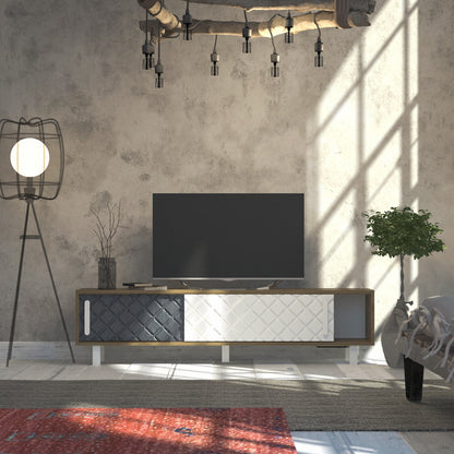 Έπιπλο Τηλεόρασης TV Βάση Σύνθεση Δρυς Λευκό Ανθρακί | 875ZNA3017