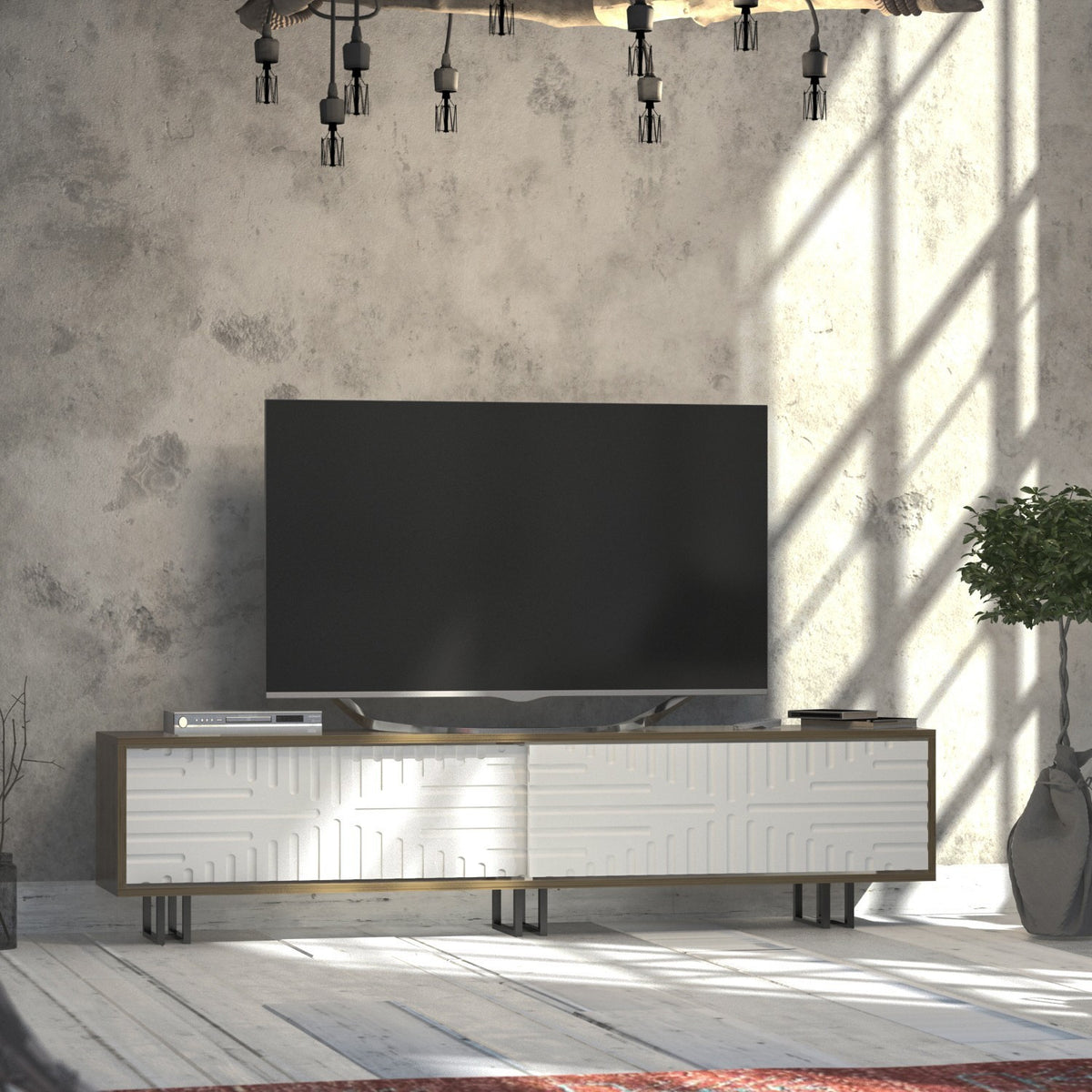 Έπιπλο Τηλεόρασης TV Βάση Σύνθεση Δρυς Λευκό | 875ZNA3019