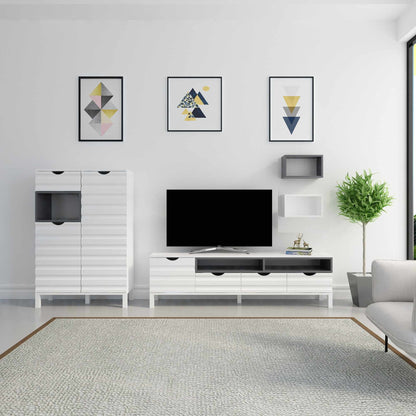 Έπιπλο Τηλεόρασης TV Βάση Σύνθεση Λευκό Ανθρακί | 875ZNA3026