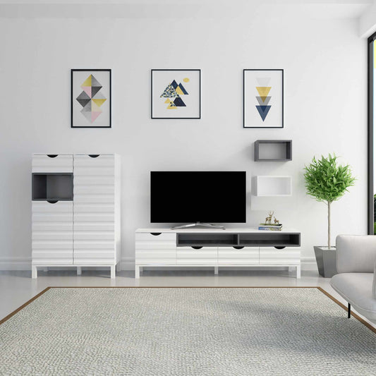 Έπιπλο Τηλεόρασης TV Βάση Σύνθεση Λευκό Ανθρακί | 875ZNA3026