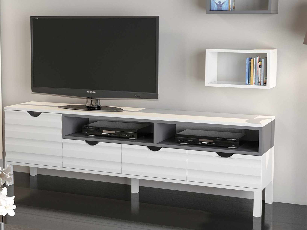 Έπιπλο Τηλεόρασης TV Βάση Σύνθεση Λευκό Ανθρακί | 875ZNA3026