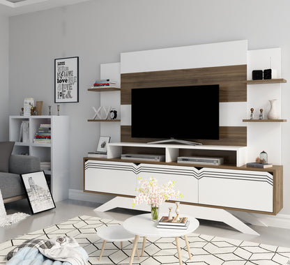 Έπιπλο Τηλεόρασης TV Βάση Σύνθεση Καρυδί Λευκό | 875ZNA3027