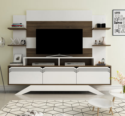 Έπιπλο Τηλεόρασης TV Βάση Σύνθεση Καρυδί Λευκό | 875ZNA3027