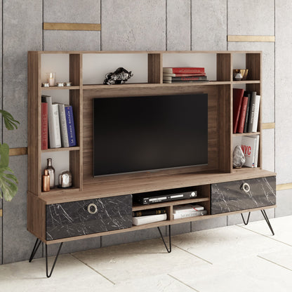 Έπιπλο Τηλεόρασης TV Βάση Σύνθεση Καρυδί Μαύρο | 875ZNA3054