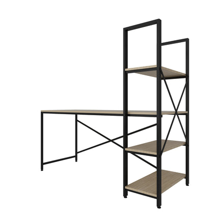 Γραφείο Υπολογιστή και Μελέτης 160x148x60 εκ. Δρυς Μαύρο | 875ZNA3202