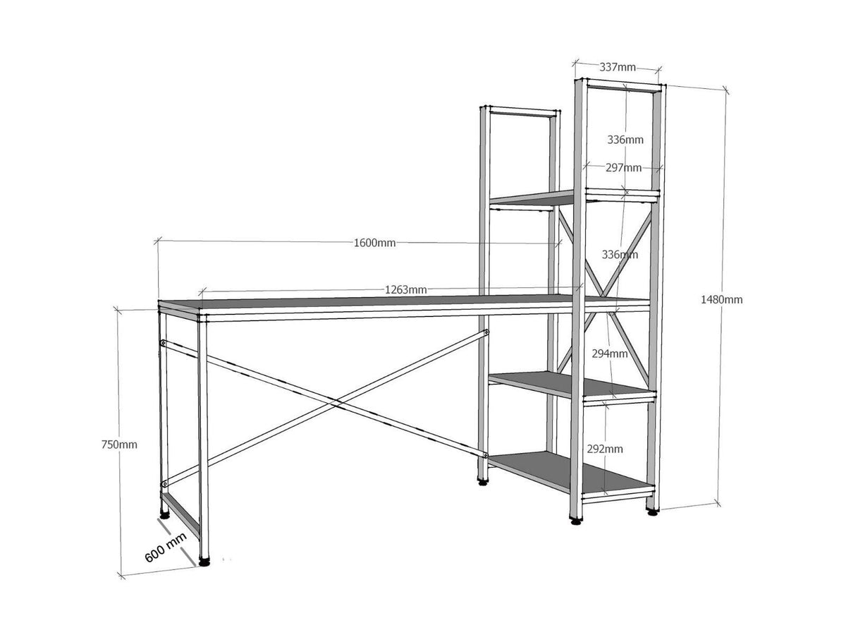 Γραφείο Υπολογιστή και Μελέτης 160x148x60 εκ. Δρυς Μαύρο | 875ZNA3202