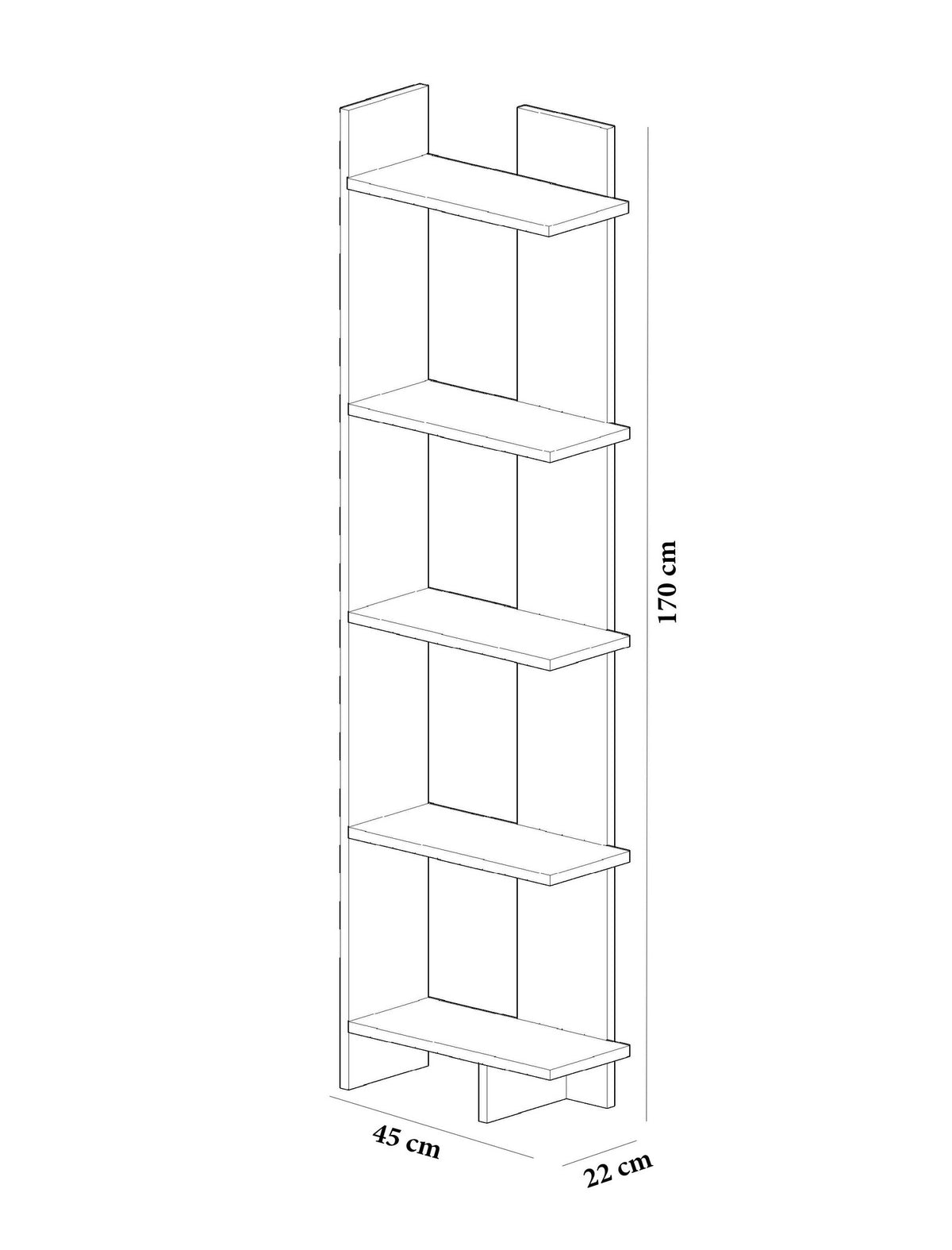 Βιβλιοθήκη 45 × 22 × 170 εκ. Μαύρο Λευκό GR875ZNA3604