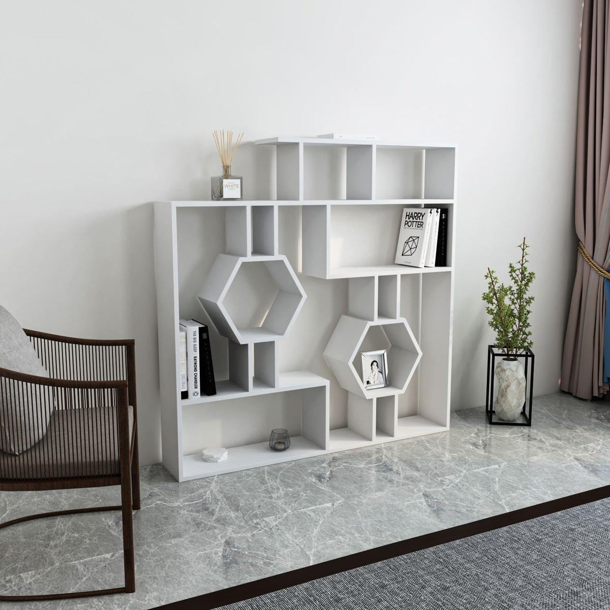 Βιβλιοθήκη 134 × 22 × 134 εκ. Λευκό GR875ZNA3636