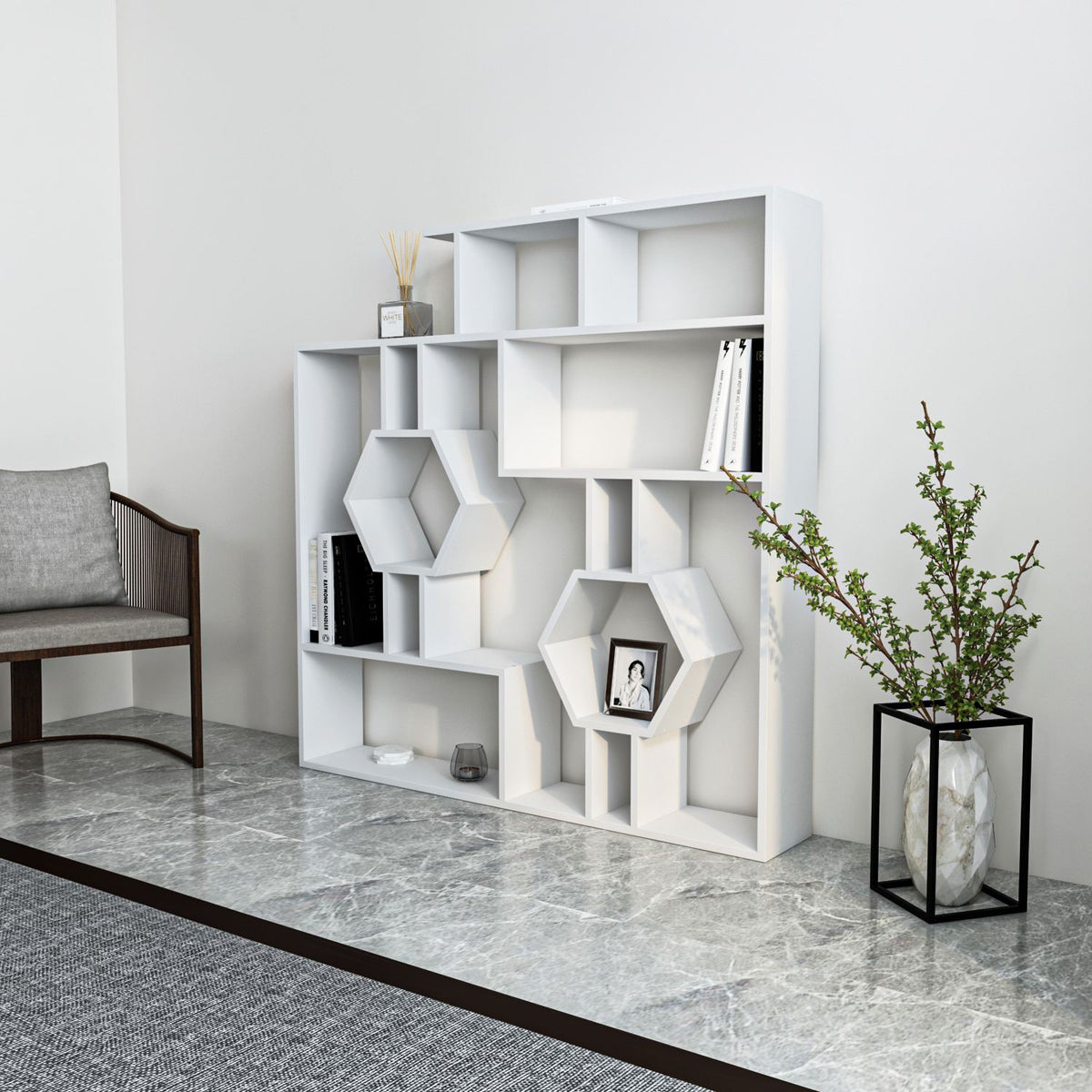 Βιβλιοθήκη 134 × 22 × 134 εκ. Λευκό GR875ZNA3636