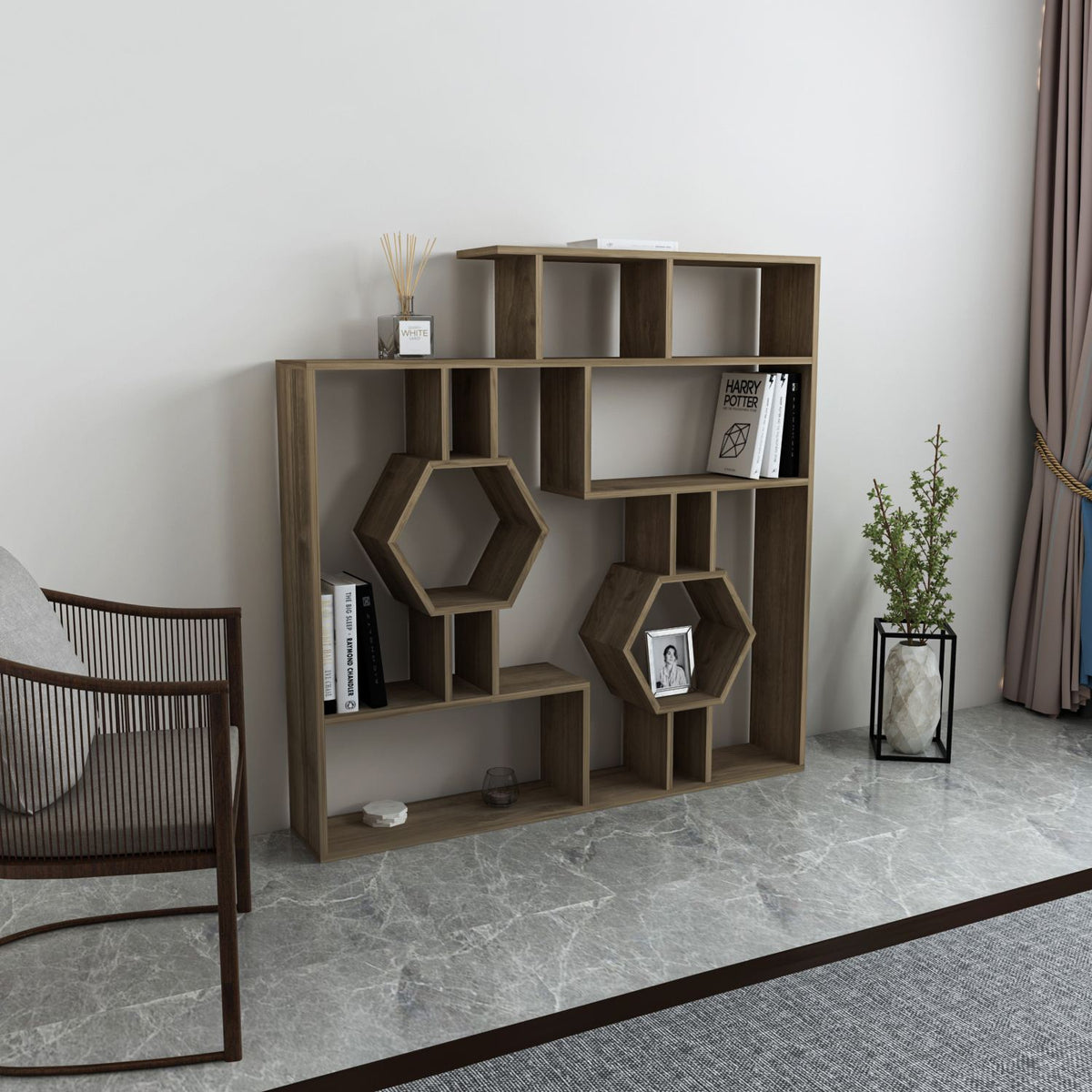 Βιβλιοθήκη 134 × 22 × 134 εκ. Καρυδί GR875ZNA3637