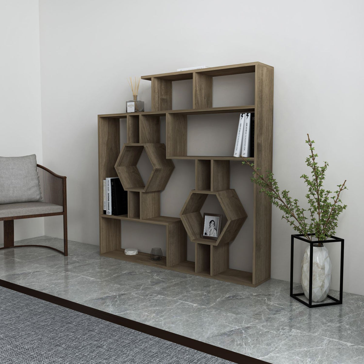Βιβλιοθήκη 134 × 22 × 134 εκ. Καρυδί GR875ZNA3637
