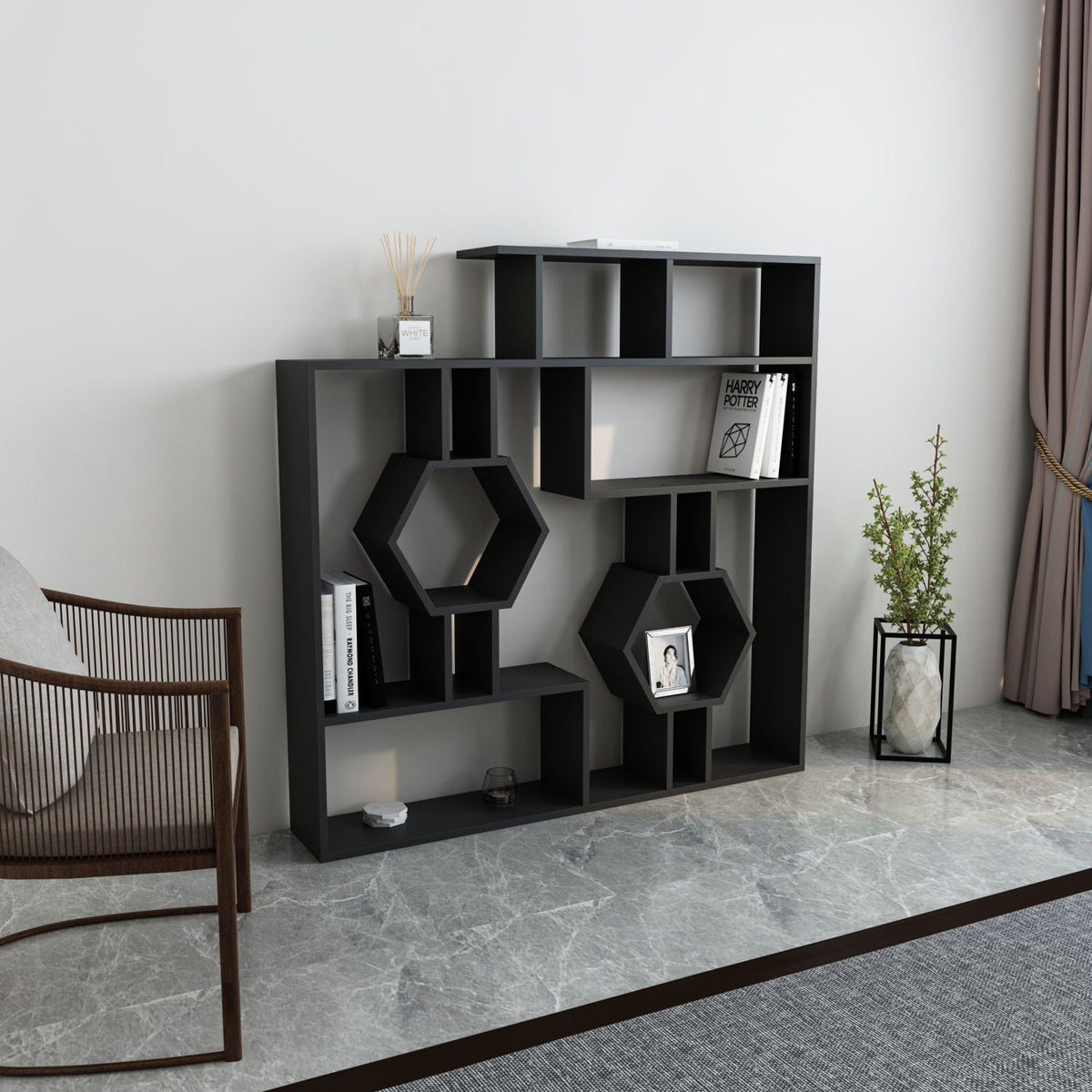 Βιβλιοθήκη 134 × 22 × 134 εκ. Μαύρο GR875ZNA3640