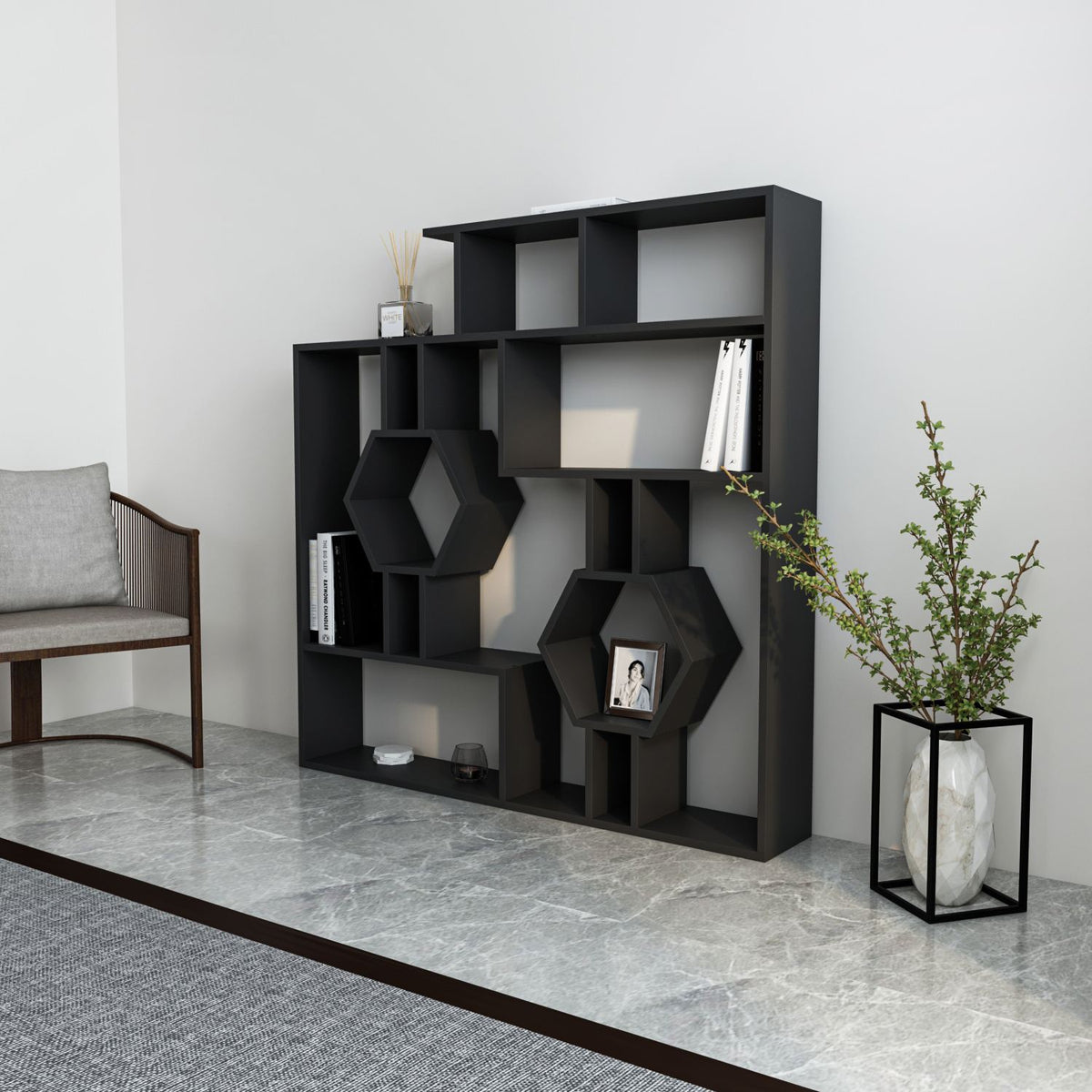 Βιβλιοθήκη 134 × 22 × 134 εκ. Μαύρο GR875ZNA3640