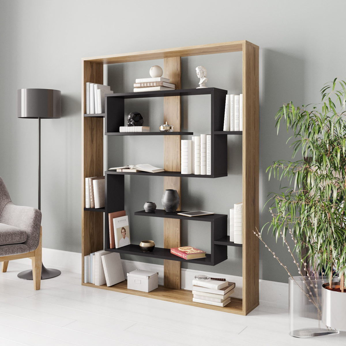 Βιβλιοθήκη 120 × 22 × 156 εκ. Μαύρο Δρυς GR875ZNA3650