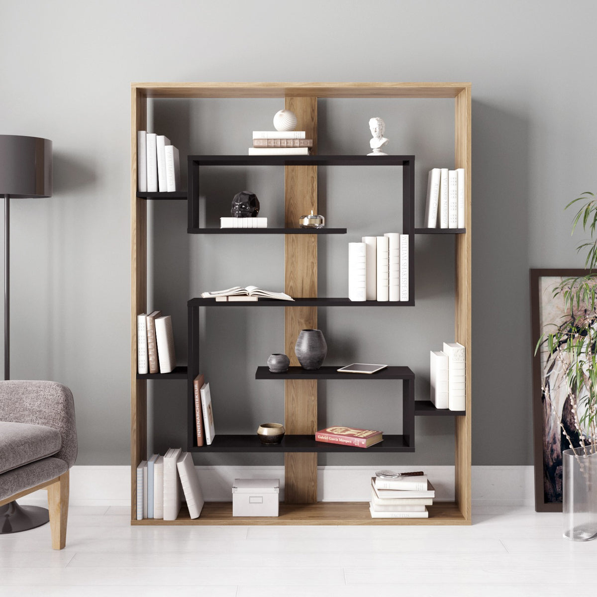 Βιβλιοθήκη 120 × 22 × 156 εκ. Μαύρο Δρυς GR875ZNA3650