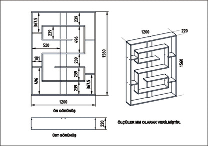 Βιβλιοθήκη 120 × 22 × 156 εκ. Μαύρο Δρυς GR875ZNA3650
