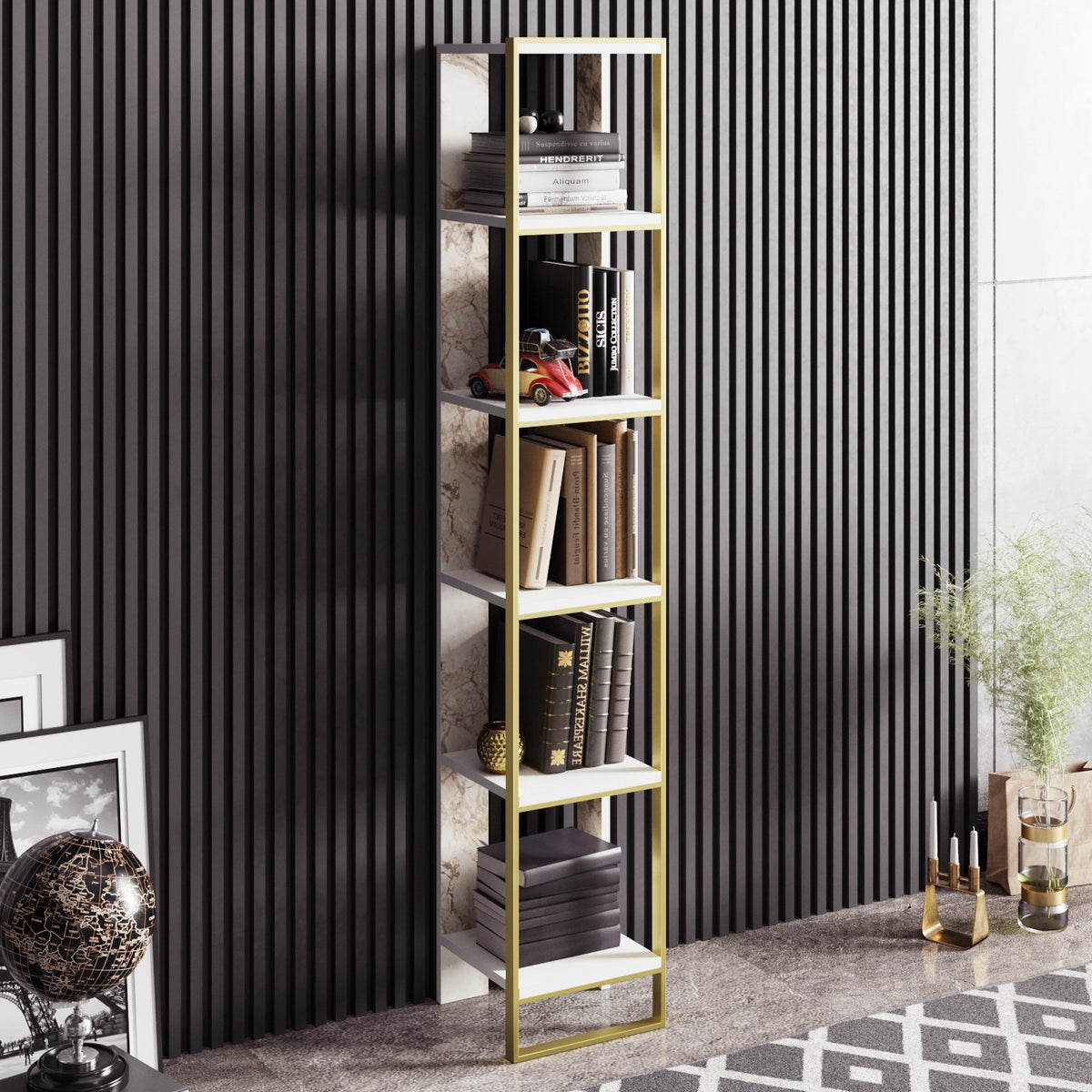 Βιβλιοθήκη 32,2 × 31,3 × 178,5 εκ. Χρυσό Λευκό GR875ZNA3651