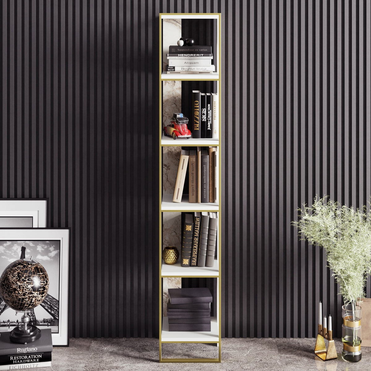 Βιβλιοθήκη 32,2 × 31,3 × 178,5 εκ. Χρυσό Λευκό GR875ZNA3651