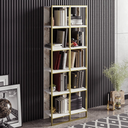 Βιβλιοθήκη 32,2 × 31,3 × 178,5 εκ. Χρυσό Λευκό GR875ZNA3653