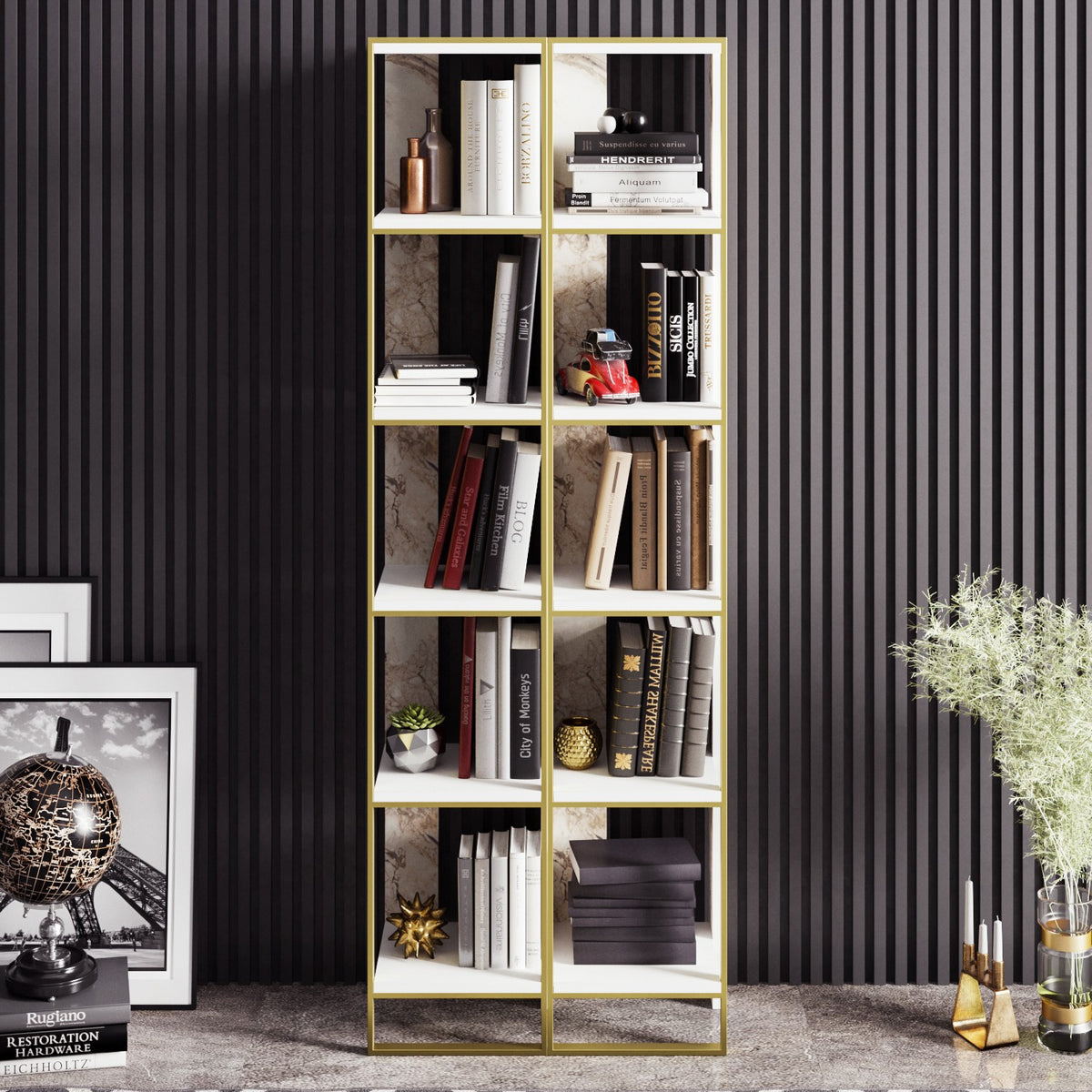 Βιβλιοθήκη 32,2 × 31,3 × 178,5 εκ. Χρυσό Λευκό GR875ZNA3653