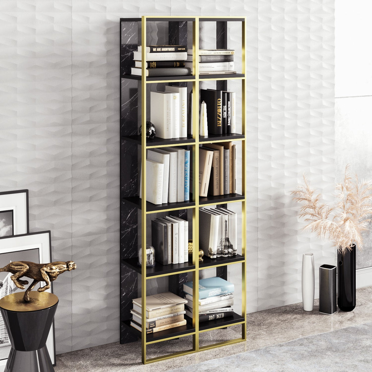 Βιβλιοθήκη 32,2 × 31,3 × 178,5 εκ. Χρυσό Μαύρο GR875ZNA3654