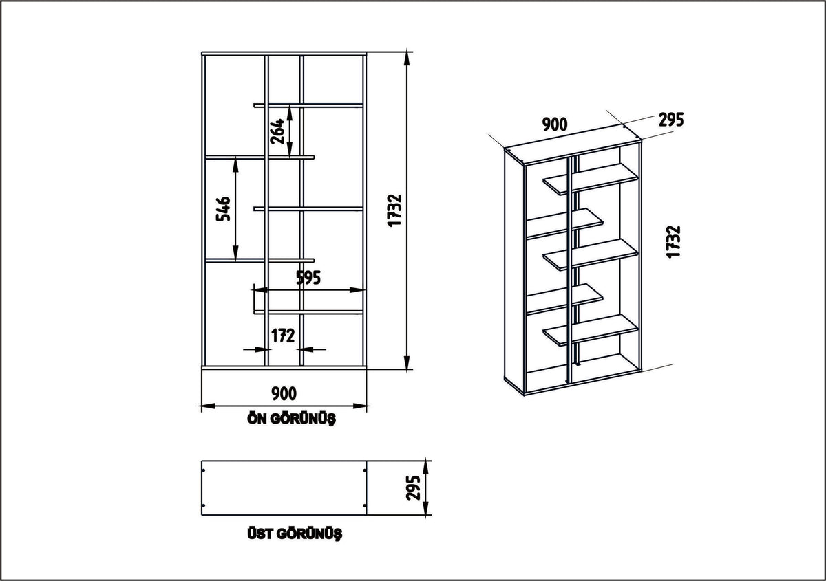 Βιβλιοθήκη 90 × 29,5 × 173,2 εκ. Καρυδί Μαύρο GR875ZNA3659
