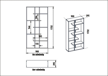 Βιβλιοθήκη 90 × 29,5 × 173,2 εκ. Καρυδί Μαύρο GR875ZNA3659