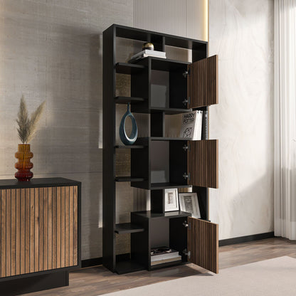 Βιβλιοθήκη 85 × 20 × 176 εκ. Μαύρο Light Καρυδί GR875ZNA3663