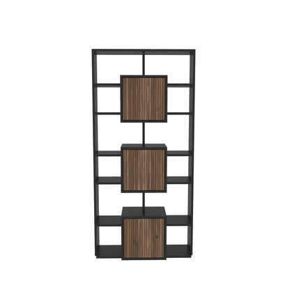Βιβλιοθήκη 85 × 20 × 176 εκ. Μαύρο Light Καρυδί GR875ZNA3663