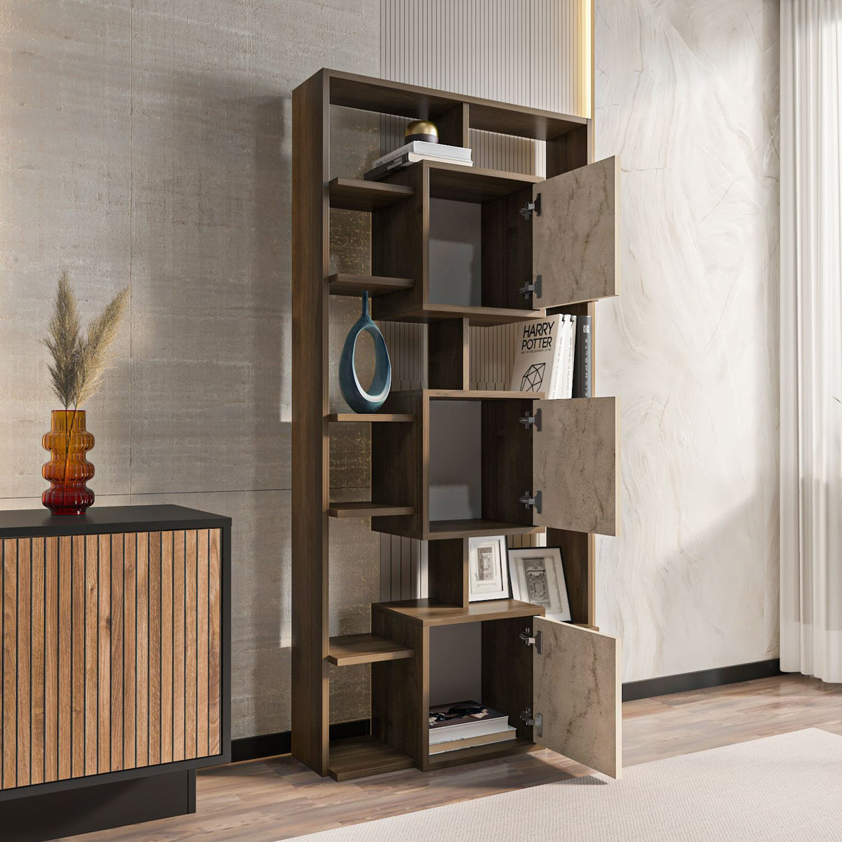Βιβλιοθήκη 85 × 20 × 176 εκ. Καρυδί Travertine GR875ZNA3664