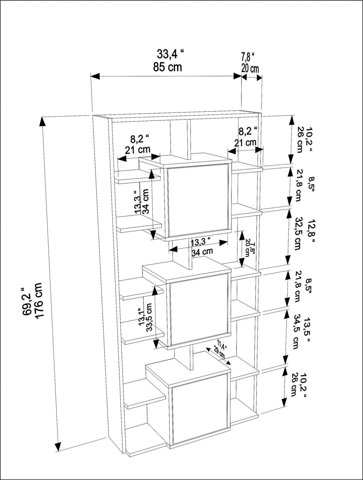 Βιβλιοθήκη 85 × 20 × 176 εκ. Καρυδί Travertine GR875ZNA3664