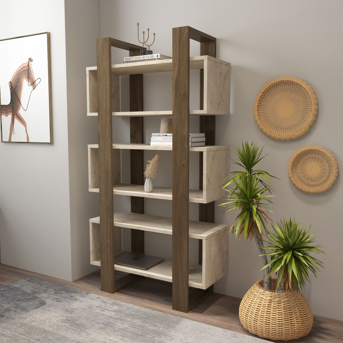 Βιβλιοθήκη  Καρυδί Travertine GR875ZNA3665