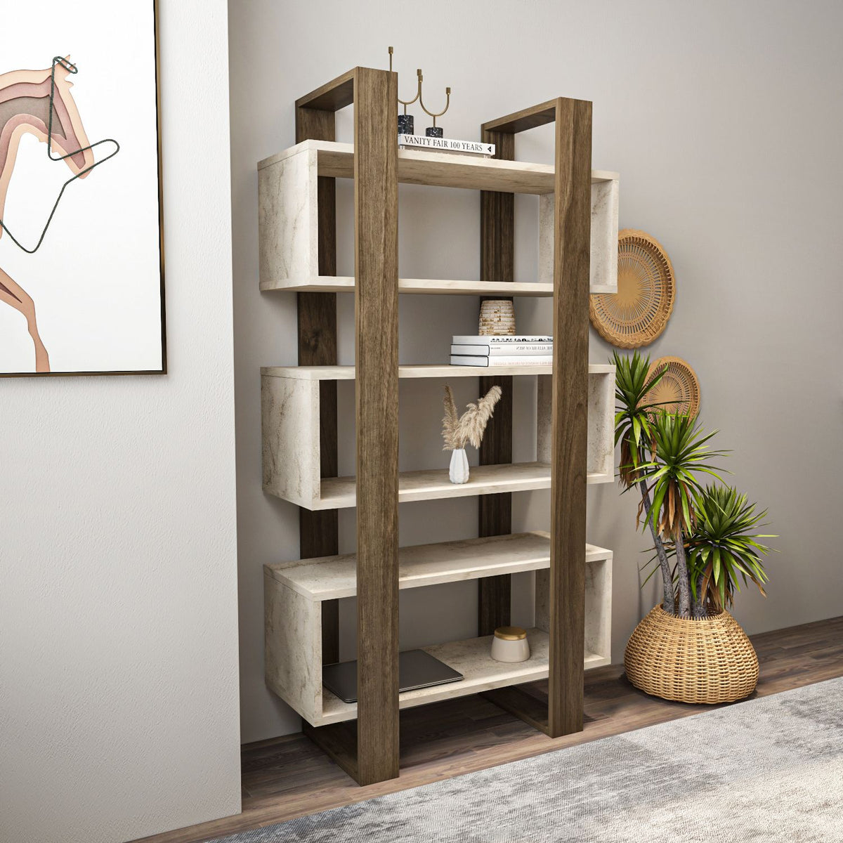 Βιβλιοθήκη  Καρυδί Travertine GR875ZNA3665