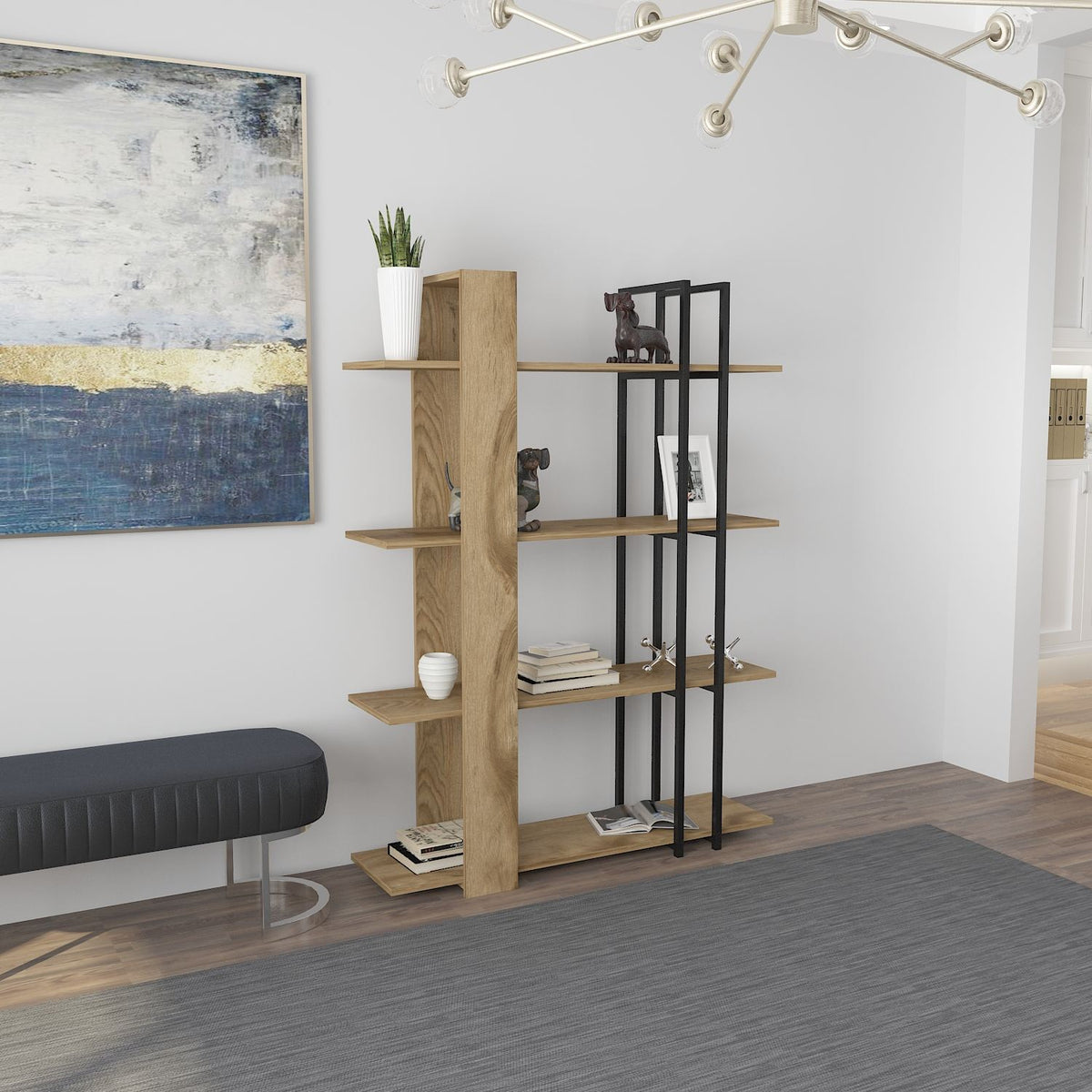 Βιβλιοθήκη 120 × 31 × 160 εκ. Δρυς Μαύρο GR875ZNA3669